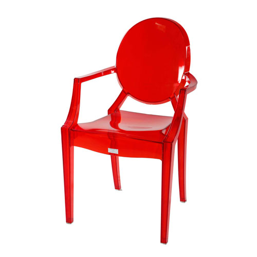 Transpa Moon-Back (Arm) Chair – Trans Red